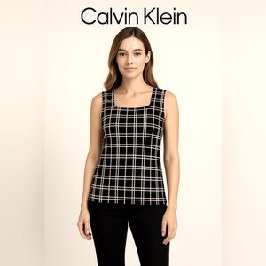 1954- Calvin Klein Black & White Plaid Tank Top – Women’s Size M